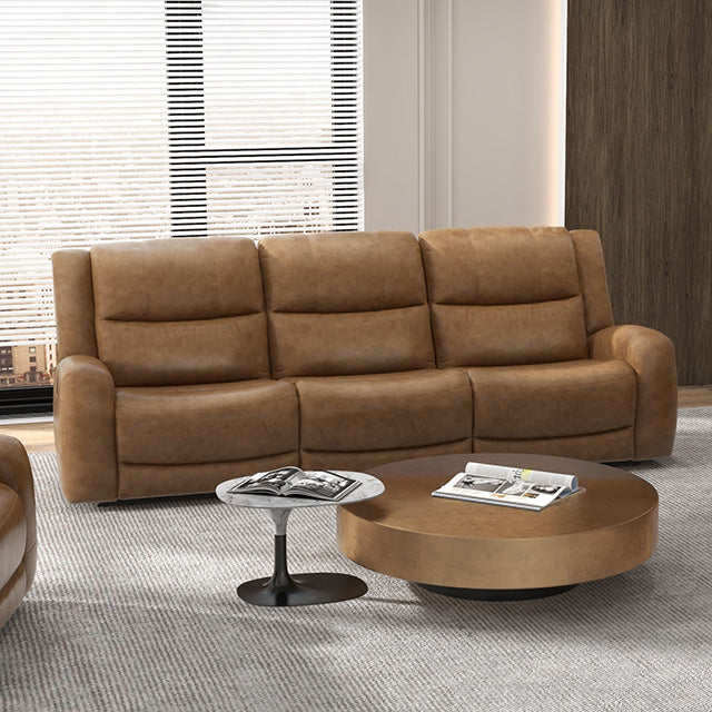 Furniture Of America Leolinus Manual Recliner Sofa CM9989BR-SF-M Brown Transitional - sofafair.com