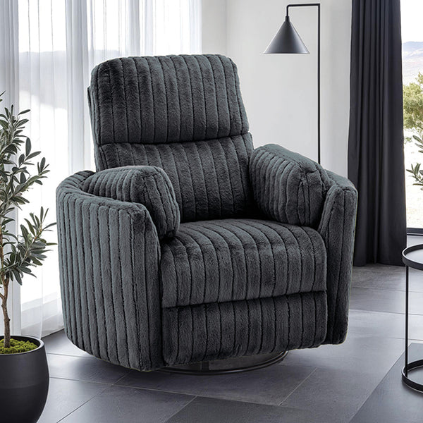 Furniture Of America Belper Power Glider Recliner w/ Swivel FM-AC8018DG-PM Dark Gray Contemporary - sofafair.com