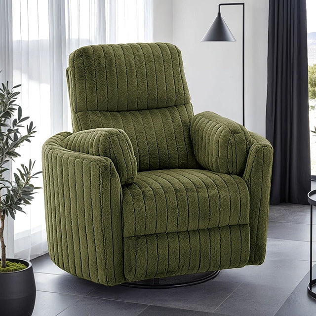Furniture Of America Belper Power Glider Recliner w/ Swivel FM-AC8018GR-PM Olive Green Contemporary - sofafair.com