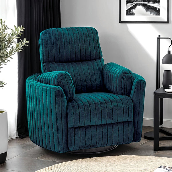 Furniture Of America Belper Power Glider Recliner w/ Swivel FM-AC8018TL-PM Dark Teal Contemporary - sofafair.com