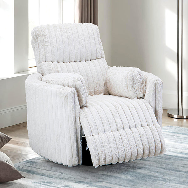 Furniture Of America Belper Power Glider Recliner w/ Swivel FM-AC8018WH-PM White Contemporary - sofafair.com