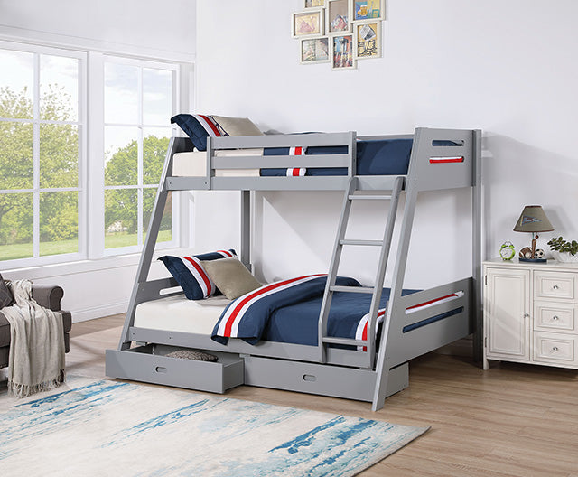 Furniture Of America Emilee Twin/Full Bunk Bed FM-BK003GY Gray Transitional - sofafair.com