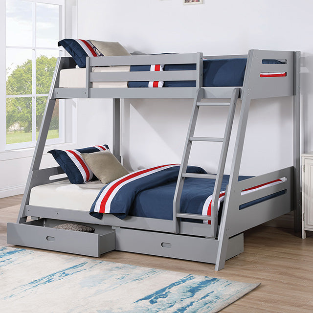 Furniture Of America Emilee Twin/Full Bunk Bed FM-BK003GY Gray Transitional - sofafair.com