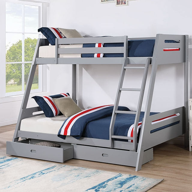 Furniture Of America Emilee Twin/Full Bunk Bed FM-BK003GY Gray Transitional - sofafair.com