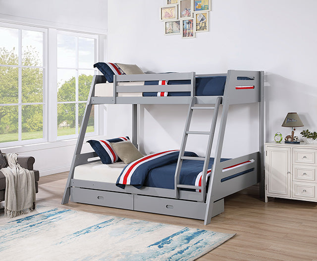 Furniture Of America Emilee Twin/Full Bunk Bed FM-BK003GY Gray Transitional - sofafair.com