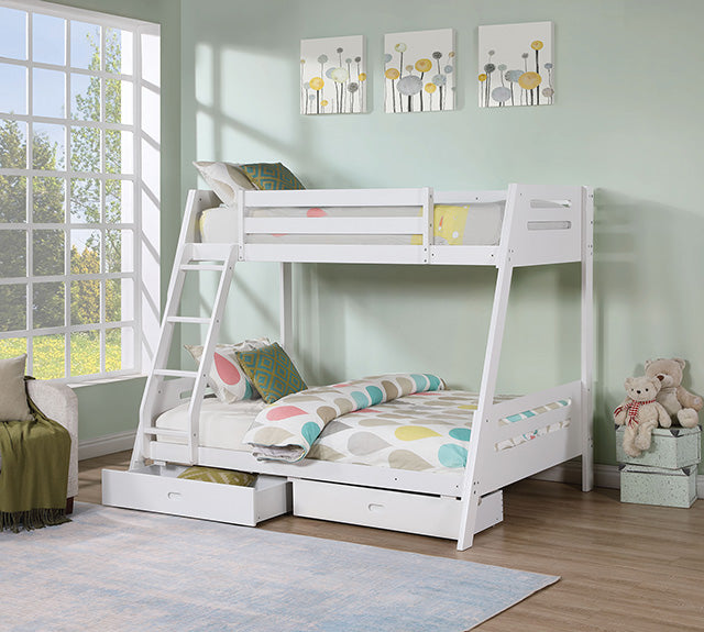 Furniture Of America Emilee Twin/Full Bunk Bed FM-BK003WH White Transitional - sofafair.com