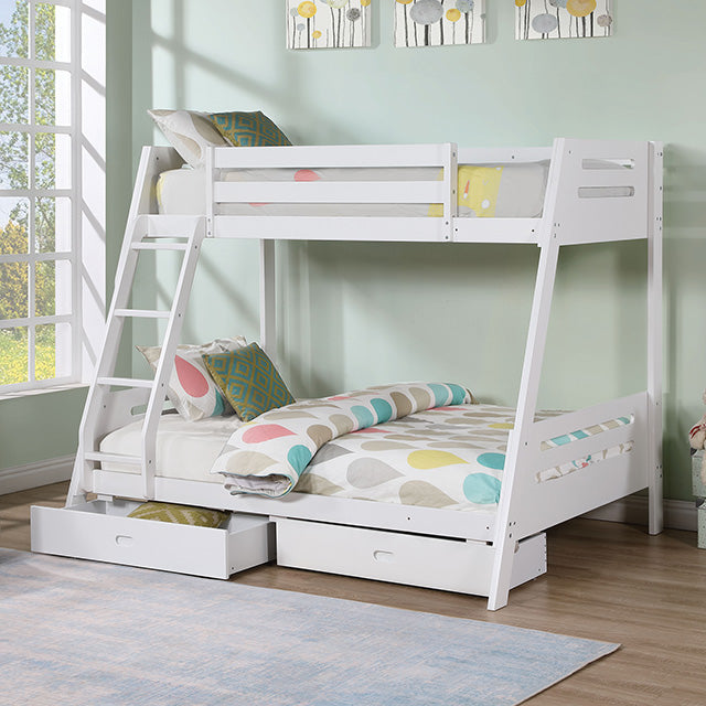 Furniture Of America Emilee Twin/Full Bunk Bed FM-BK003WH White Transitional - sofafair.com