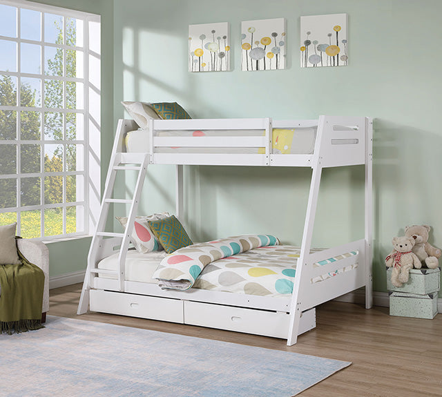 Furniture Of America Emilee Twin/Full Bunk Bed FM-BK003WH White Transitional - sofafair.com