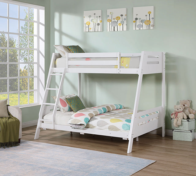 Furniture Of America Emilee Twin/Full Bunk Bed FM-BK003WH White Transitional - sofafair.com