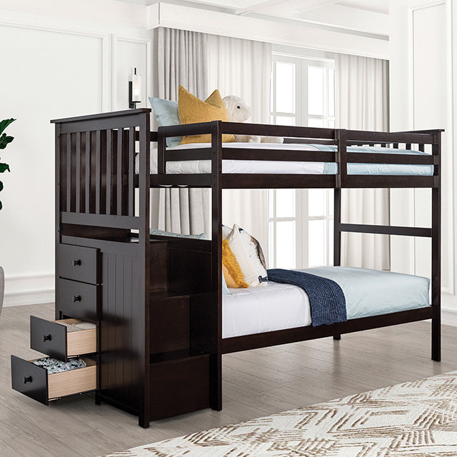 Furniture Of America Ontario Twin/Twin Bunk Bed FM-BK102ES Espresso Transitional - sofafair.com