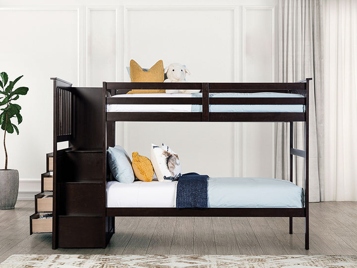 Furniture Of America Ontario Twin/Twin Bunk Bed FM-BK102ES Espresso Transitional - sofafair.com