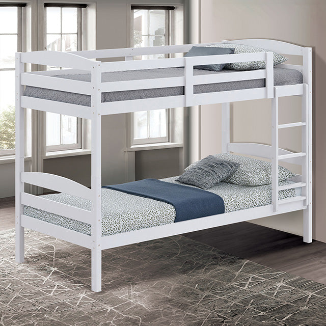 Furniture Of America Finsbury Twin Twin Bunk Bed FM-BK110WH White Transitional - sofafair.com