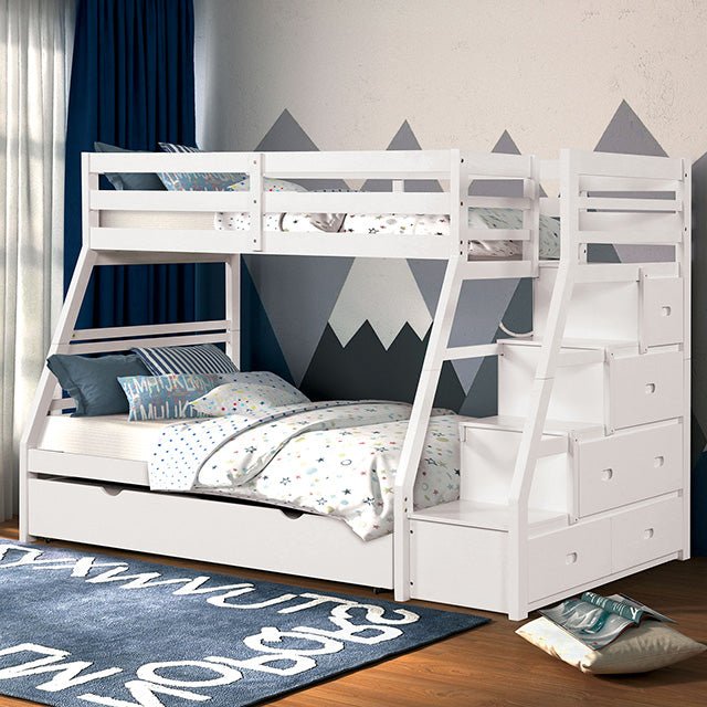 Furniture Of America Ellington Twin/Full Bunk Bed FM-BK611WH-BED White Transitional - sofafair.com