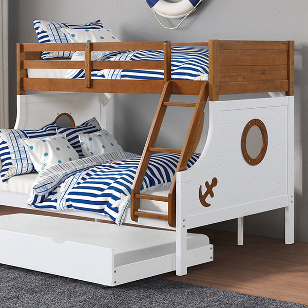 Furniture Of America Nautia Twin/Full Bunk Bed FM-BK629AK-BED Oak/White Novelty - sofafair.com