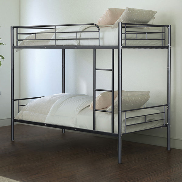 Furniture Of America Plutus Twin/Twin Metal Bunkbed FM-BK900BK-TT Black Contemporary - sofafair.com