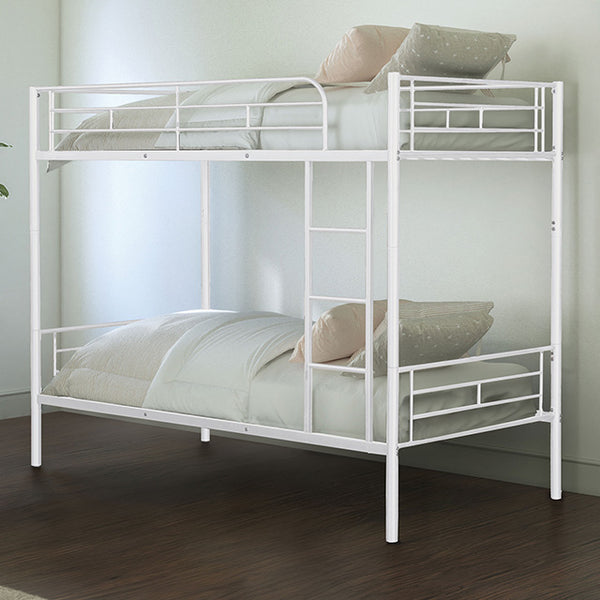 Furniture Of America Plutus Twin/Twin Metal Bunkbed FM-BK900WH-TT White Contemporary - sofafair.com