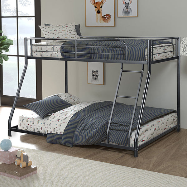 Furniture Of America Panos Twin/Full Metal Bunkbed FM-BK901BK-TF Black Contemporary - sofafair.com