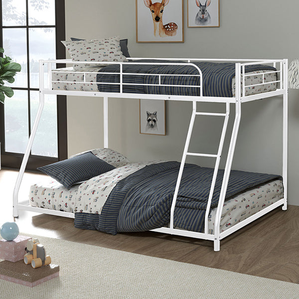 Furniture Of America Panos Twin/Full Metal Bunkbed FM-BK901WH-TF White Contemporary - sofafair.com