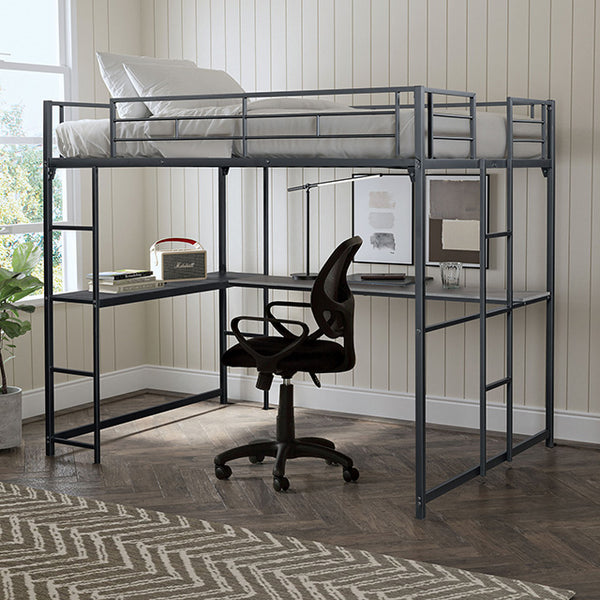 Furniture Of America Cybill Full Loft Bed FM-BK905BK-F-BED Black Contemporary - sofafair.com