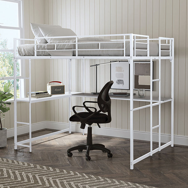 Furniture Of America Cybill Full Loft Bed FM-BK905WH-F-BED White Contemporary - sofafair.com