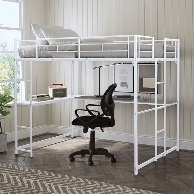 Furniture Of America Cybill Full Loft Bed FM-BK905WH-F-BED White Contemporary - sofafair.com