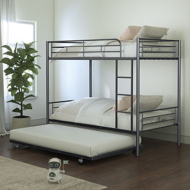 Furniture Of America Philotus Twin/Twin Bunkbed + Trundle FM-BK906BK-TT Black Contemporary - sofafair.com