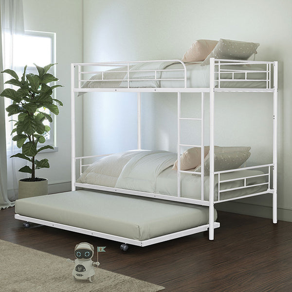 Furniture Of America Philotus Twin/Twin Bunkbed + Trundle FM-BK906WH-TT White Contemporary - sofafair.com