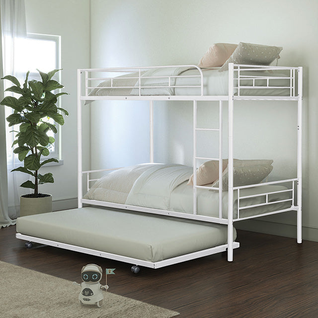 Furniture Of America Philotus Twin/Twin Bunkbed + Trundle FM-BK906WH-TT White Contemporary - sofafair.com