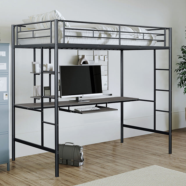 Furniture Of America Tymon Twin Loft Bed FM-BK907BK-T Black Contemporary - sofafair.com