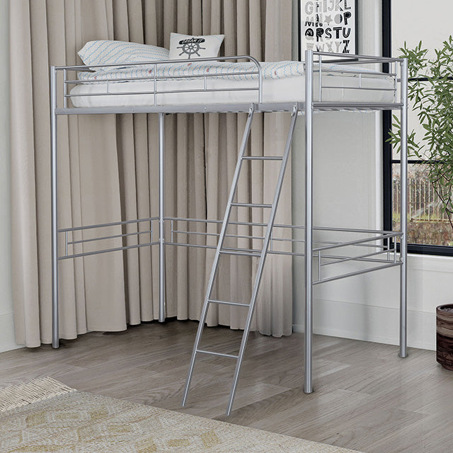 Furniture Of America Myles Twin Loft Bed FM-BK910SV-T Silver Contemporary - sofafair.com