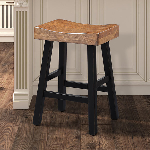 Furniture Of America Biasca 24" Stool (2/CTN) FM-BR3001BR-24-2PK Oak/Black Transitional - sofafair.com