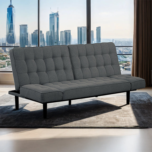 Furniture Of America Bellevue Futon Sofa FM2801DG Dark Gray Contemporary - sofafair.com