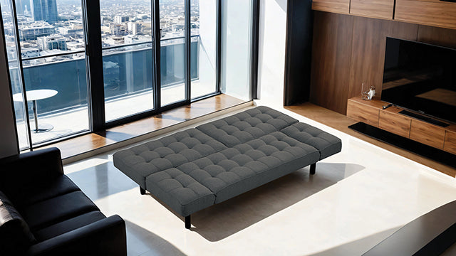 Furniture Of America Bellevue Futon Sofa FM2801DG Dark Gray Contemporary - sofafair.com