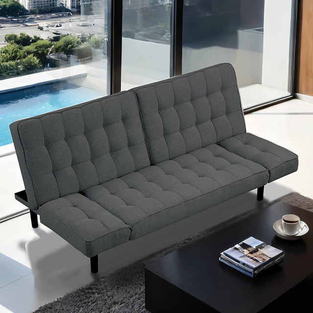 Furniture Of America Bellevue Futon Sofa FM2801DG Dark Gray Contemporary - sofafair.com