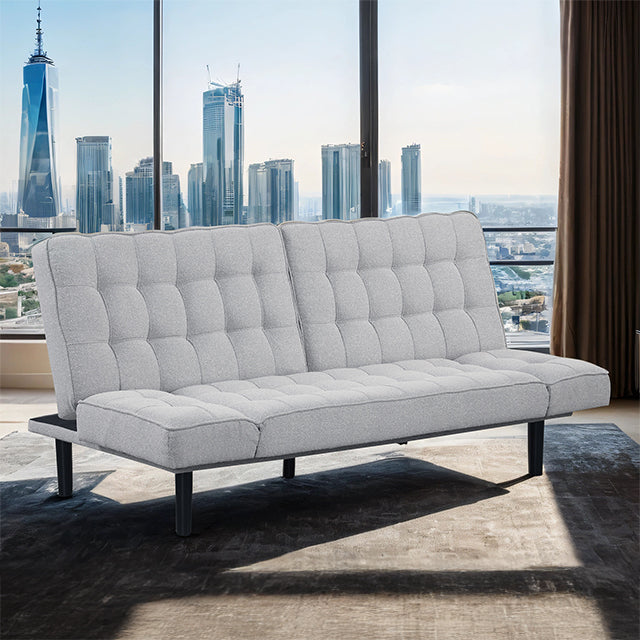 Furniture Of America Bellevue Futon Sofa FM2801LG Light Gray Contemporary - sofafair.com