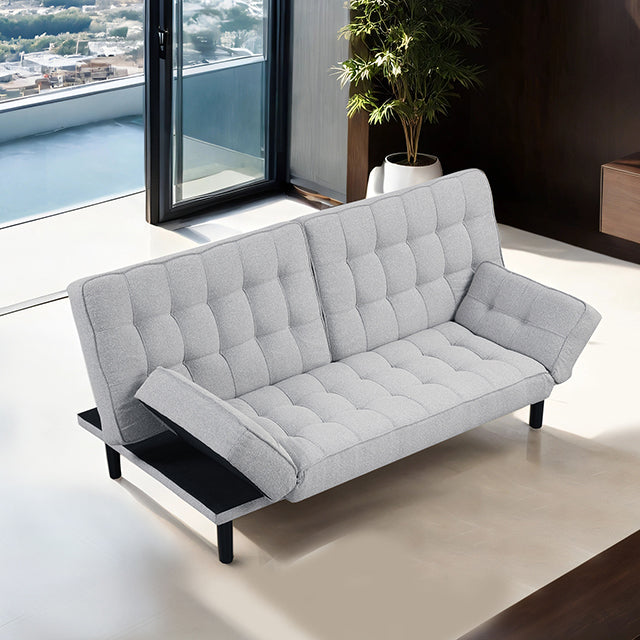 Furniture Of America Bellevue Futon Sofa FM2801LG Light Gray Contemporary - sofafair.com