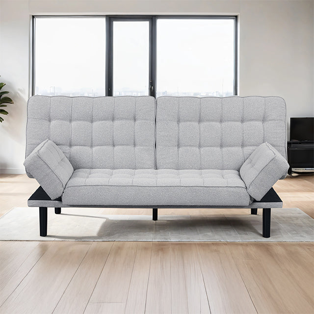 Furniture Of America Bellevue Futon Sofa FM2801LG Light Gray Contemporary - sofafair.com