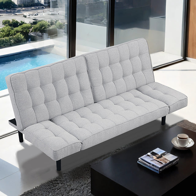 Furniture Of America Bellevue Futon Sofa FM2801LG Light Gray Contemporary - sofafair.com