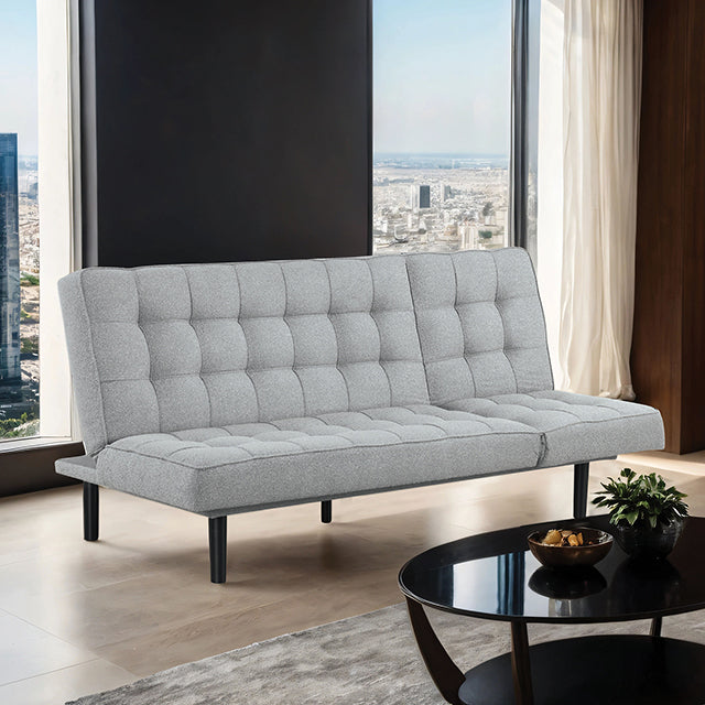 Furniture Of America Napervill Futon Sofa FM2802LG Light Gray Contemporary - sofafair.com