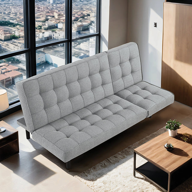 Furniture Of America Napervill Futon Sofa FM2802LG Light Gray Contemporary - sofafair.com