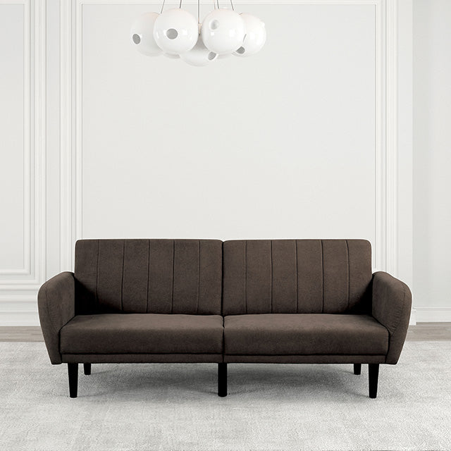 Furniture Of America Aristide Futon Sofa FM2900BR Brown Contemporary - sofafair.com