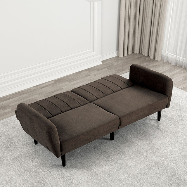 Furniture Of America Aristide Futon Sofa FM2900BR Brown Contemporary - sofafair.com