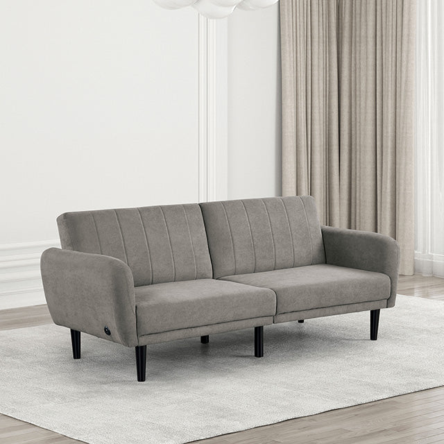 Furniture Of America Aristide Futon Sofa FM2900GY Gray Contemporary - sofafair.com