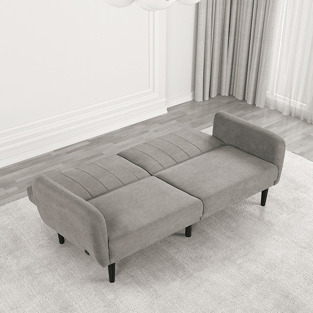 Furniture Of America Aristide Futon Sofa FM2900GY Gray Contemporary - sofafair.com