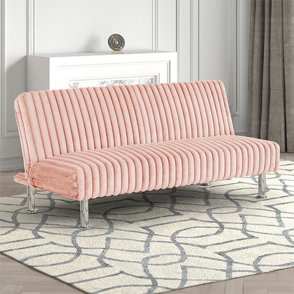 Furniture Of America Hinwil Futon Sofa Bed FM2903PK Pink Contemporary - sofafair.com