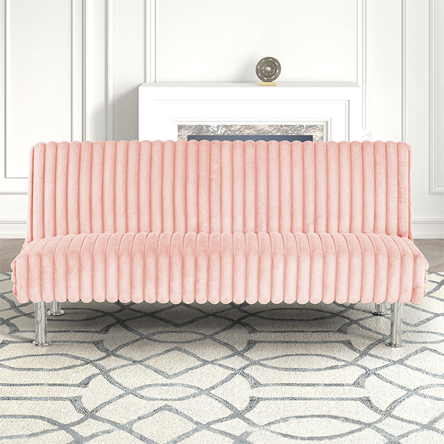 Furniture Of America Hinwil Futon Sofa Bed FM2903PK Pink Contemporary - sofafair.com