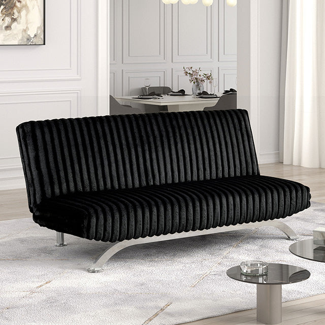 Furniture Of America Villeneuve Futon Sofa Bed FM2906BK Black Contemporary - sofafair.com