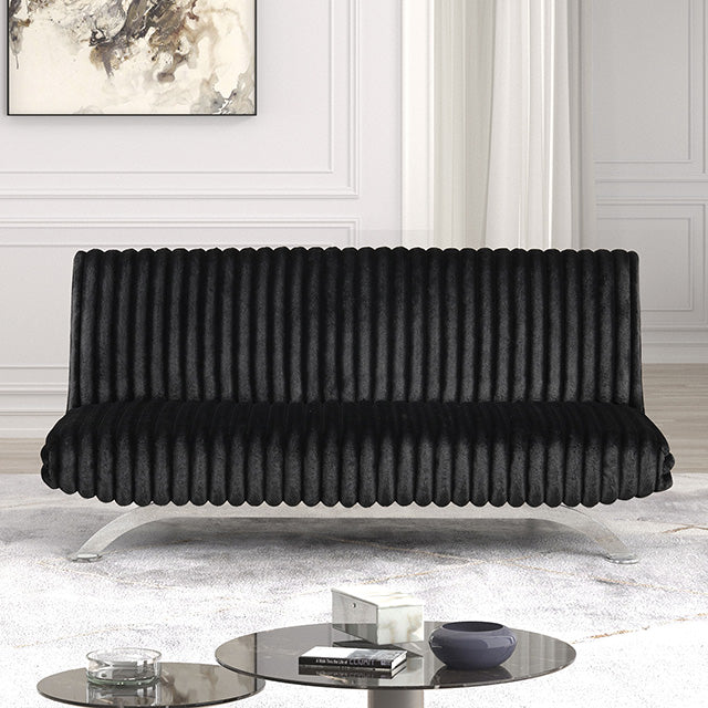 Furniture Of America Villeneuve Futon Sofa Bed FM2906BK Black Contemporary - sofafair.com