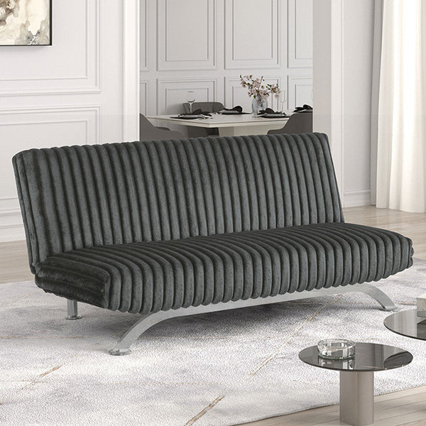 Furniture Of America Villeneuve Futon Sofa Bed FM2906DG Charcoal Contemporary - sofafair.com