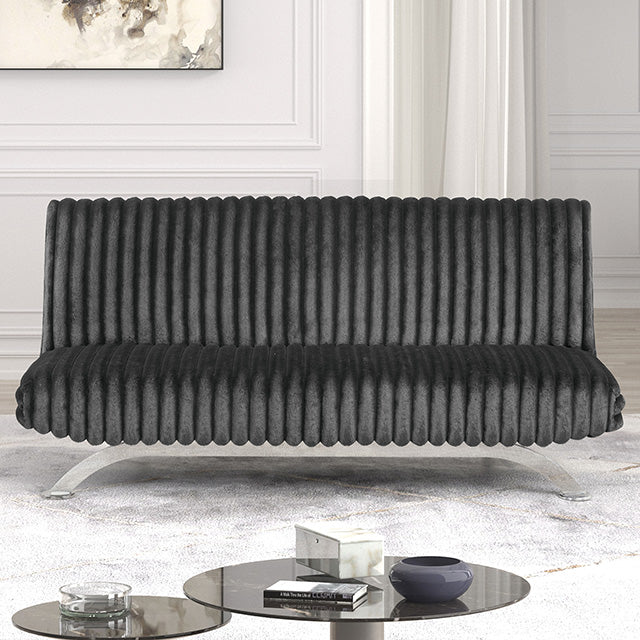 Furniture Of America Villeneuve Futon Sofa Bed FM2906DG Charcoal Contemporary - sofafair.com